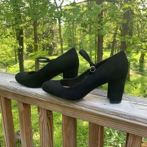 Torrid Mary Jane Style Faux Suede Black Heels